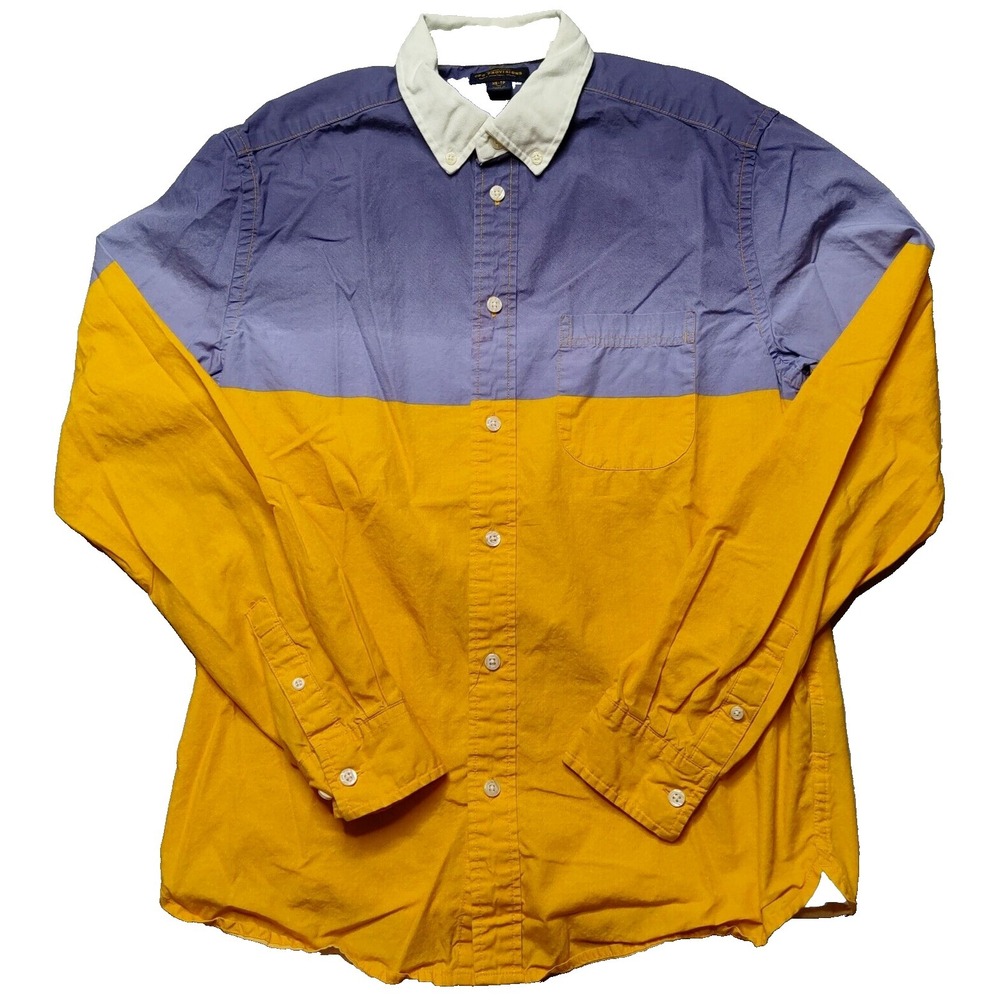 CPO PROVISIONS SHIPMEN SUPPLY Men Size XS Blue‎ Yellow Colorblock Cotton Shirt